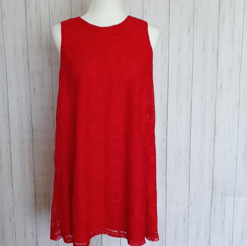 Mini Dress Miami Red Lace Cut out Sleeveless  Women’s Size Medium New Out Tags